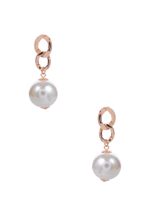 METAL LINK CHAIN BALL DANGLE EARRING