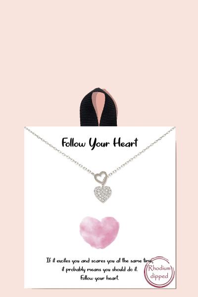 18K GOLD RHODIUM FOLLOW YOUR HEART CHARM NECKLACE