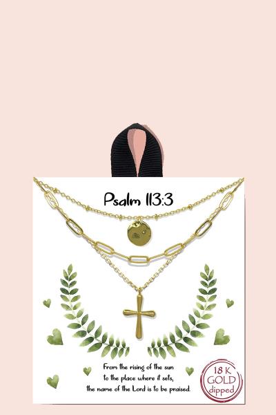 18K GOLD RHODIUM PSALM 113:3 PENDANT NECKLACE