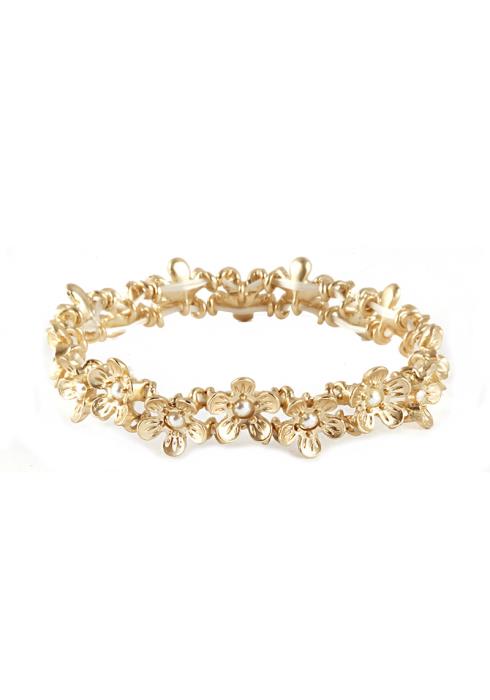 FASHION METAL FLOWER BEAD STRETCH BRACELET