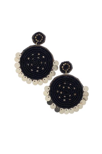 SEED BEAD DOUBLE CIRCLE POST EARRING