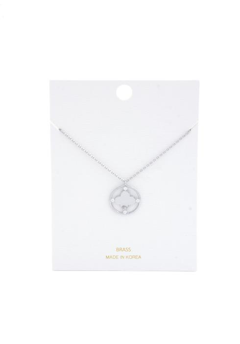 QUATREFOIL RHINESTONE CHARM NECKLACE