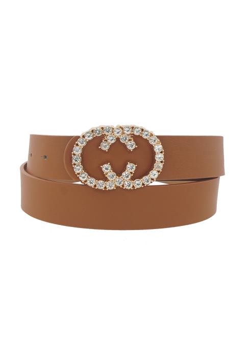 RHINESTONE PAVE DOUBLE OPEN O BUCKLE BELT