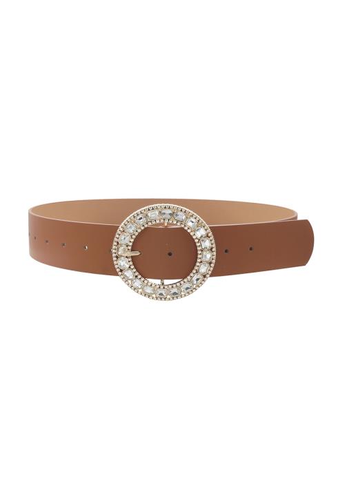 CIRCLE RHINESTONE GEM BUCKLE BELT