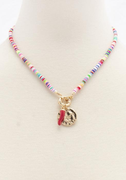 SODAJO BEAD METAL PENDANT NECKLACE