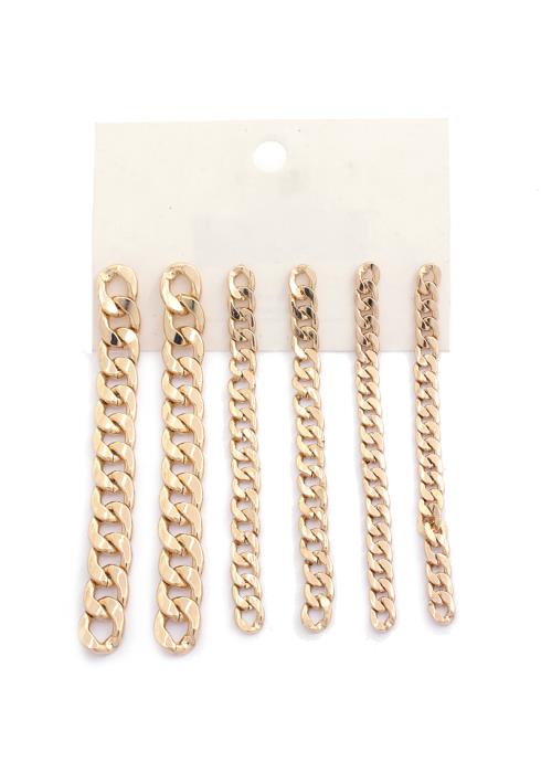 CUBAN CHAIN METAL EARRING SET