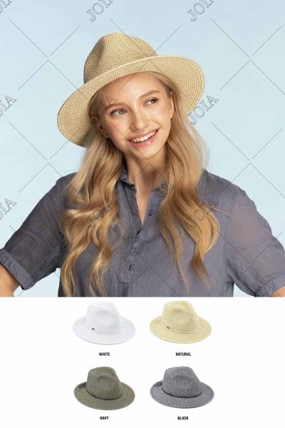 CC TWO TONE PANAMA HAT WITH SHIMMER ACCENT HAT