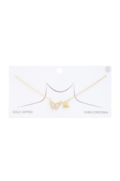 DOUBLE BUTTERFLY CHARM GOLD DIPPED NECKLACE