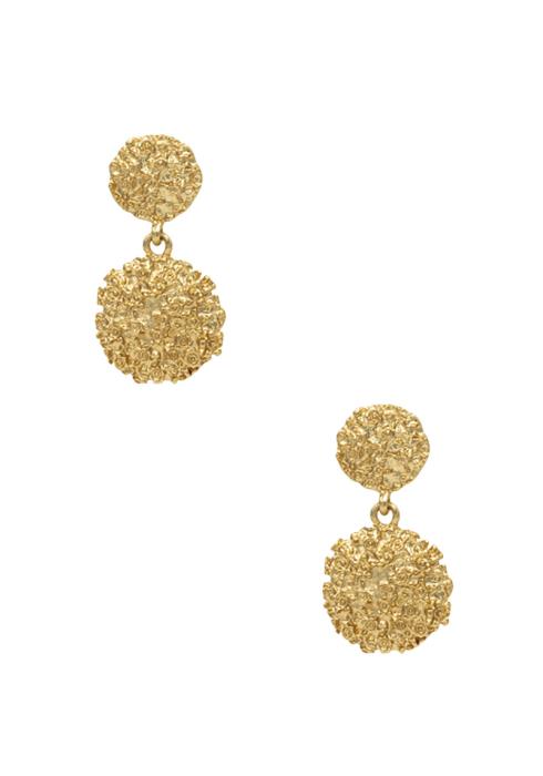 METAL ROUGH ROUND DANGLE EARRING
