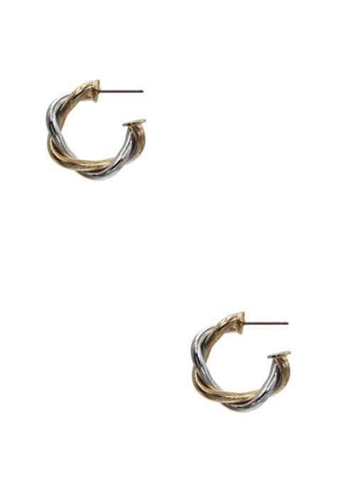 TWO TONE TWIST OPEN HOOP EARRING