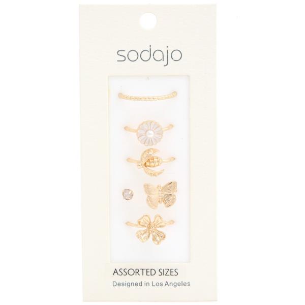 SODAJO BUTTERFLY BEE CHARM RING SET