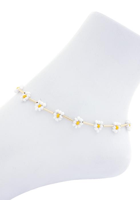DAISY FLOWER SEED BEAD ANKLET