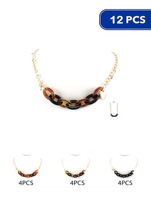 FASHION ACRYLIC CHAIN LINK NECKLACE (12 UNITS)
