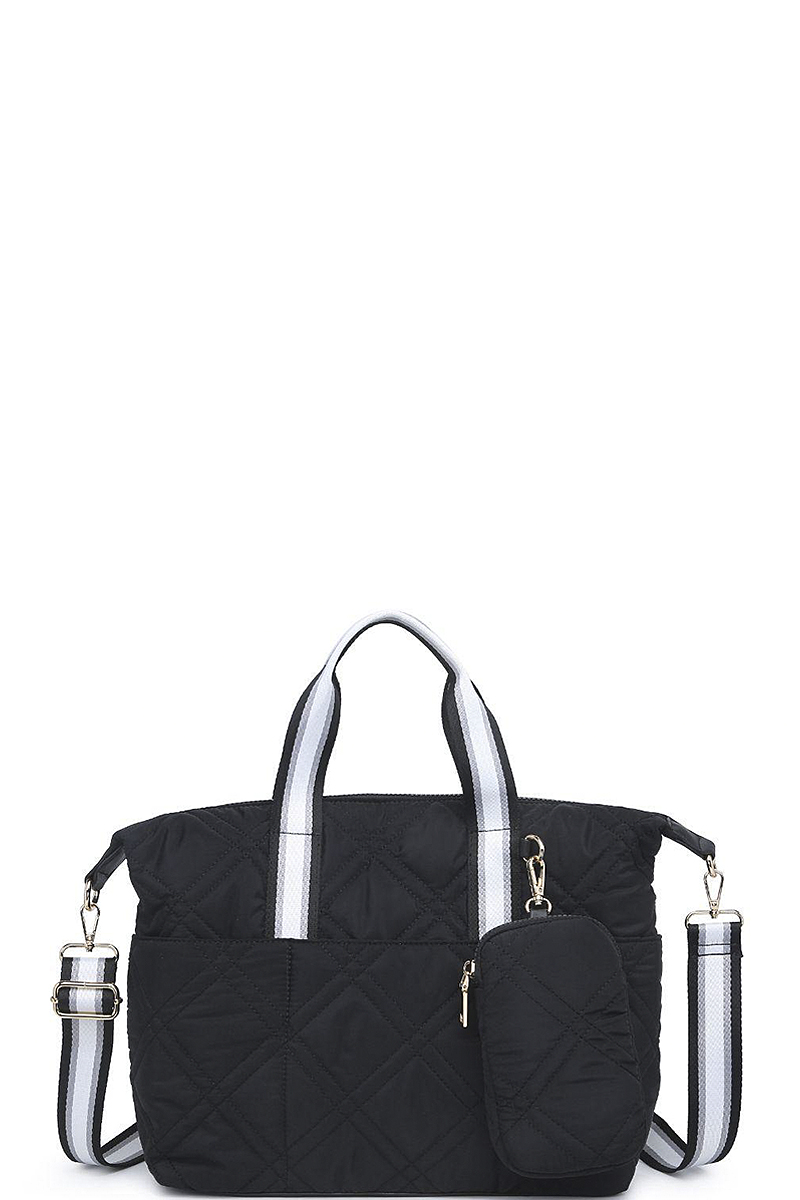 2IN1 NYLON THEA DESIGN TOTE BAG WITH POUCH SET