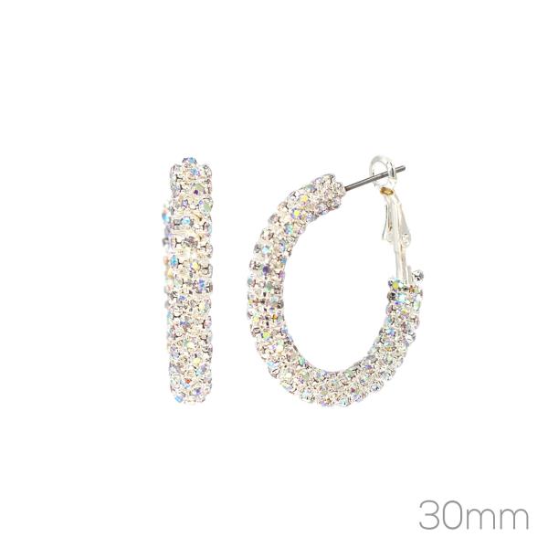 RHINESTONE OVAL ROUGH TEXTURE EARRING