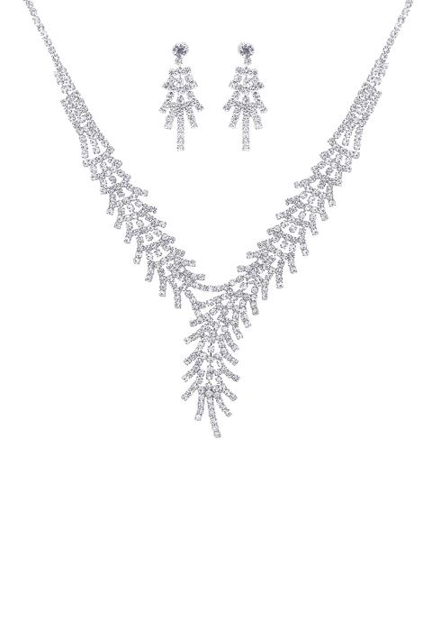 STYLISH RHINESTONE SPARKLING NECKLACE AND EARRING SET