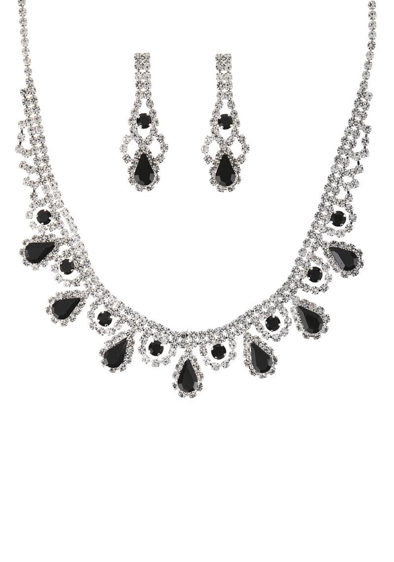 FASHION MULTI TEAR DESIGN NECKLACE AND EARRING SET