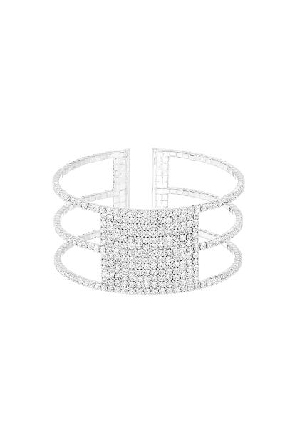 RHINESTONE 3ROW CENTER 14LINE CUFF BRACELET