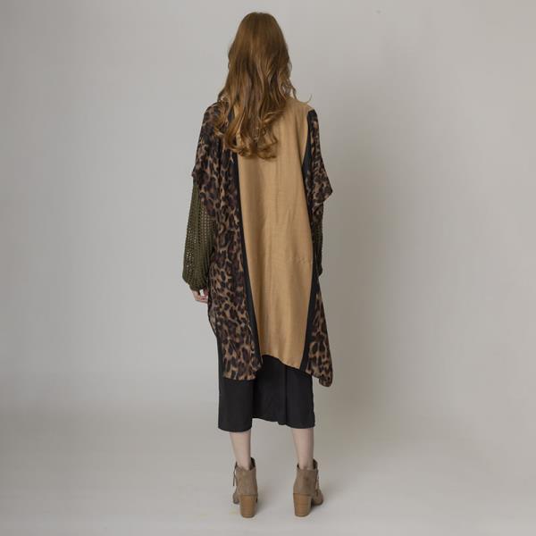 TWO TONE LEOPARD PRINT KIMONO