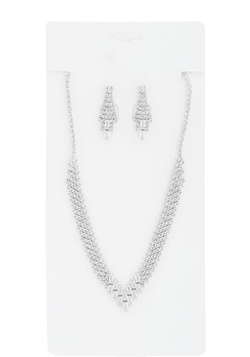 RHINESTONE STYLISH NECKLACE AND EARRING SET