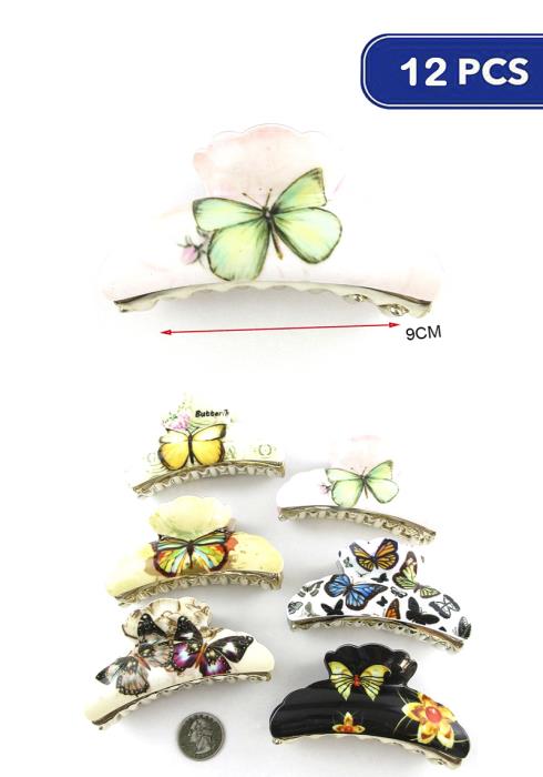 FASHION BUTTERFLY HAIR CLAW CLIPS (12 UNITS)