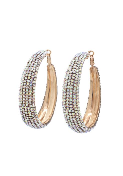 RHINESTONE EDGE HOOP EARRING