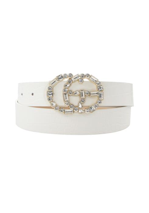 RHINESTONE BUCKLE CROC BELT