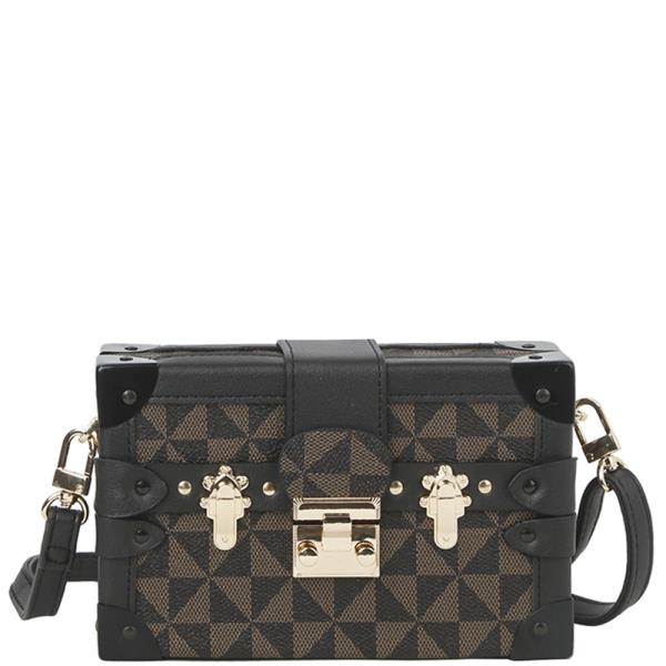 FASHION CHECK METAL BOX DESIGN CROSSBODY BAG