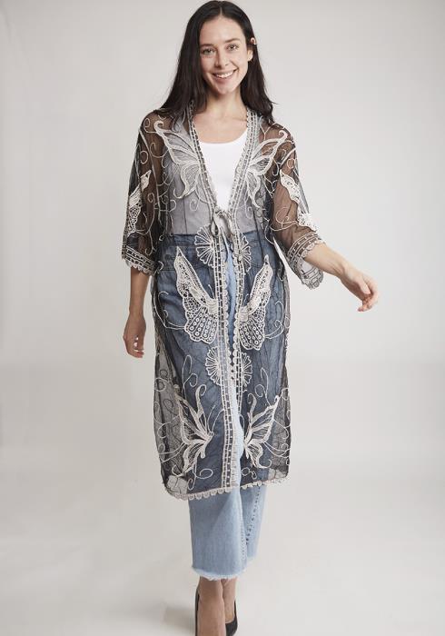 BUTTERFLY PATTERN LACE COVER UP WITH TIE-KNOT CLOSURE