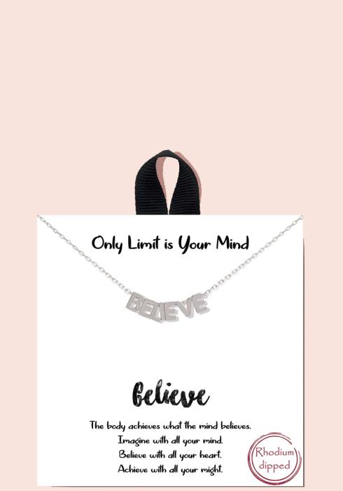 18K GOLD RHODIUM DIPPED STRONG WOMAN BELIEVE NECKLACE