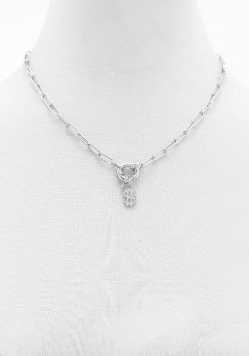 SODAJO DOLLAR SIGN CHARM OVAL LINK NECKLACE