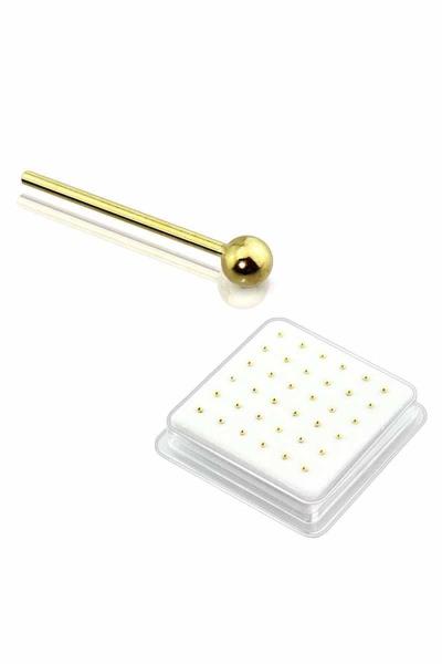 STERLING SILVER GOLD PLATED BALL NOSE STUD STRAIGHT TIP (36 PC)