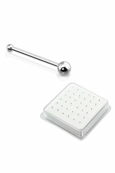 24 GAUGE STERLING SILVER NOSE STUD WITH BALL TIP (36 PC)