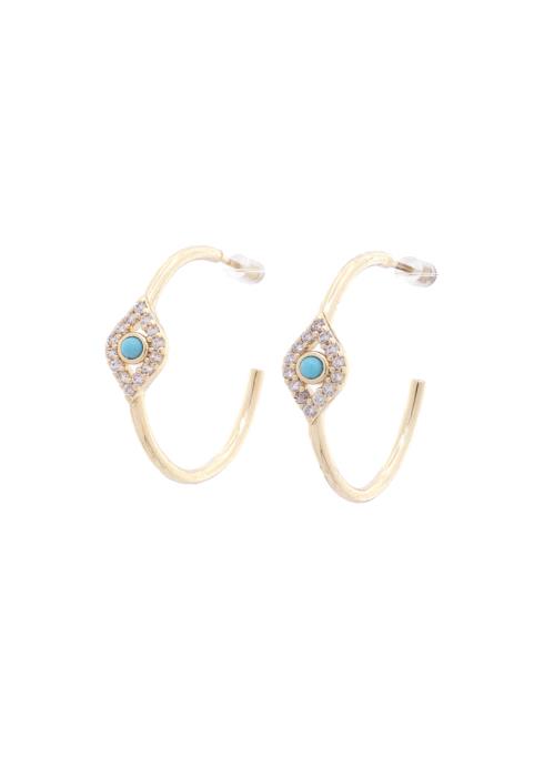 EYE RHINESTONE OPEN CIRCLE EARRING