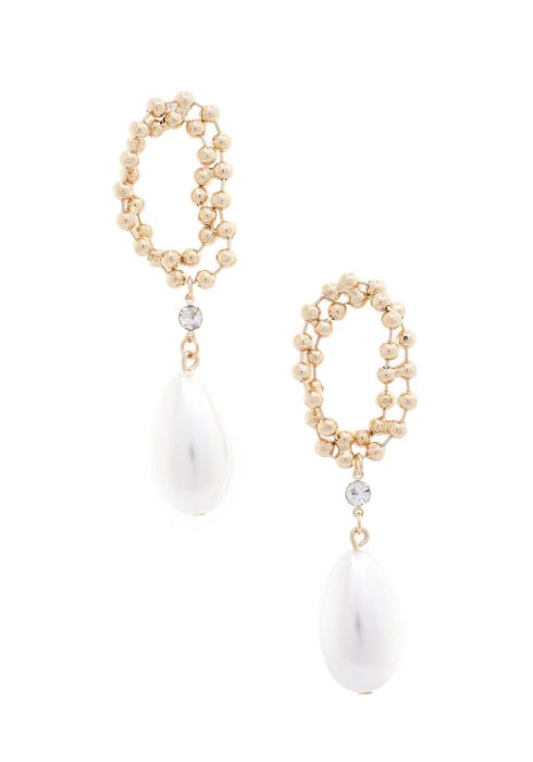 PEARL METAL BALL BEAD EARRING