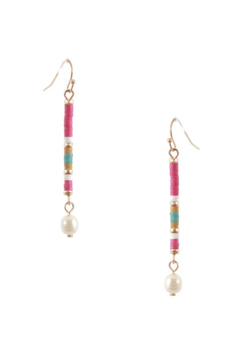 RUBBER DISC BEAD PEARL DANGLE EARRING