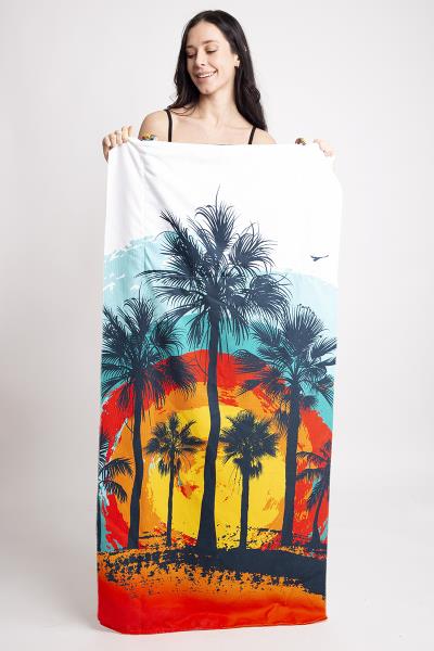 FASHION PALM TREE PRINT 2 IN 1 TOTE BEACH TOWEL