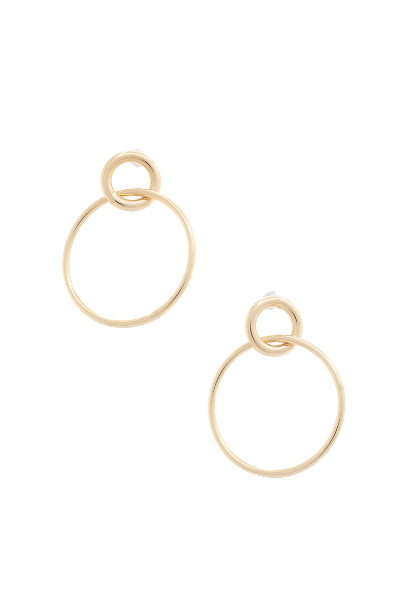 DOUBLE CIRCLE 14K GOLD DIPPED EARRING