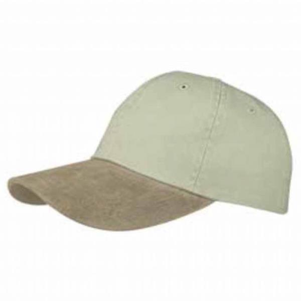 WASHED PIGMENT DYED TWILL CAP WITH SUEDE BILL CAPS