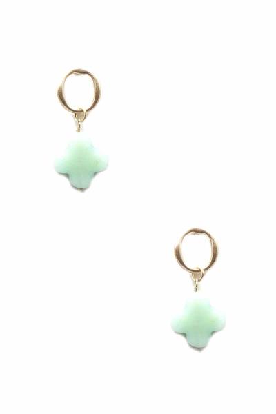 METAL ROUND CLOVER DANGLE EARRING