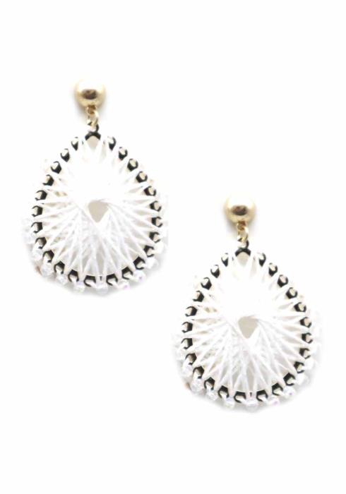 GLASS BEAD THREAD WRAPPING TEARDROP DANGLE EARRING