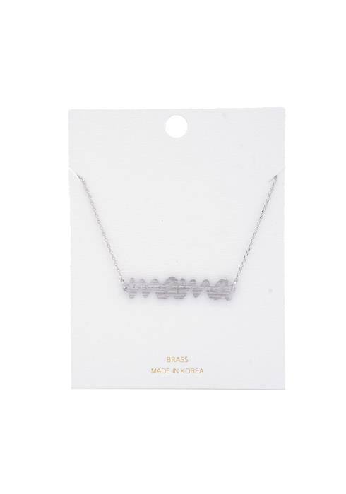 MAMA CURSIVE BRUSHED METAL PENDANT NECKLACE