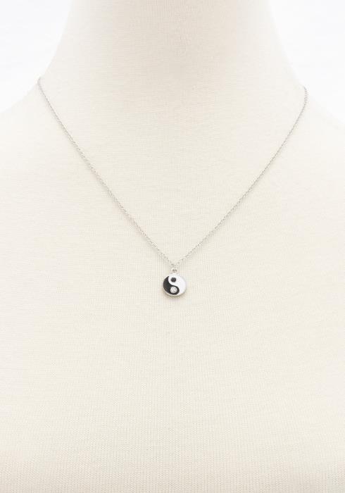 YING YANG RHINESTONE CHARM NECKLACE