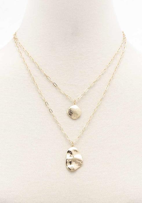 2 LAYERED METAL CHAIN PENDANT NECKLACE