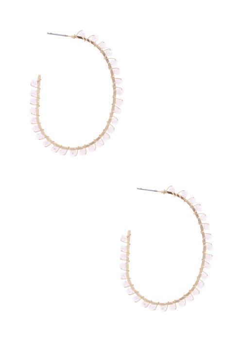 BEADED EDGE OPEN CIRCLE EARRING