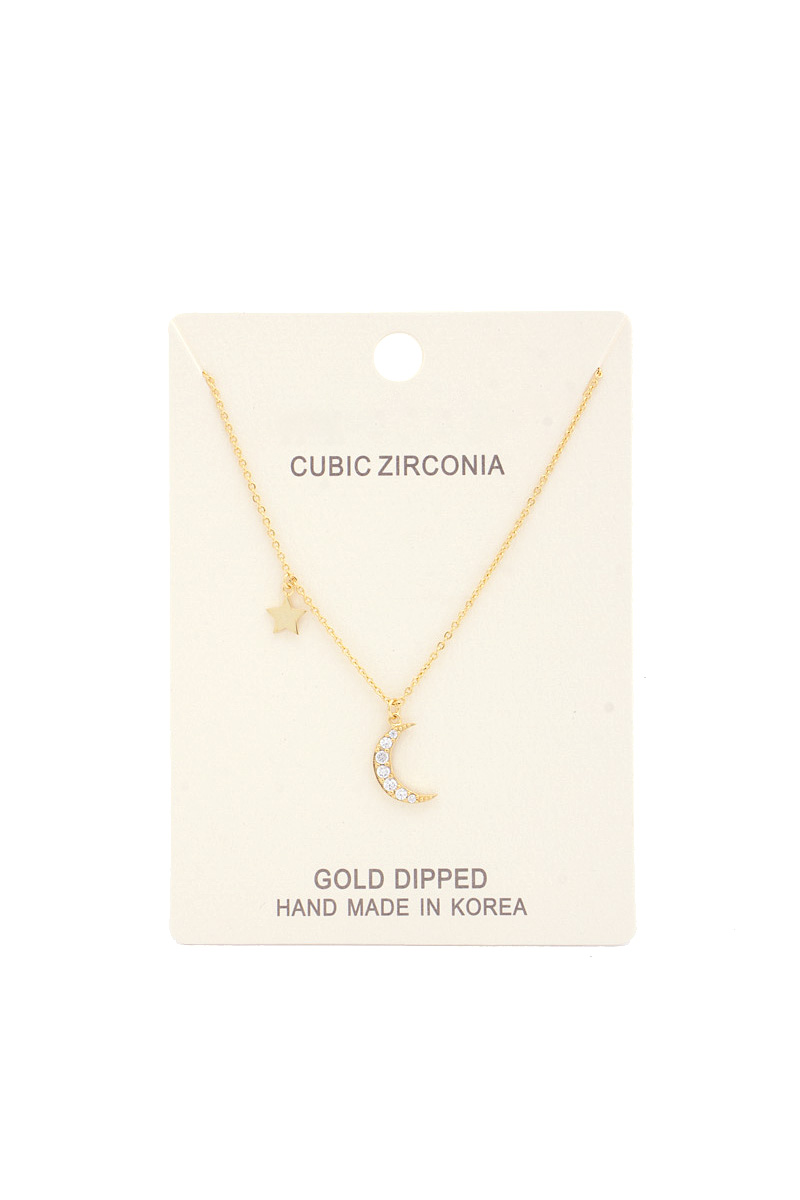 MOON STAR CHARM GOLD DIPPED NECKLACE