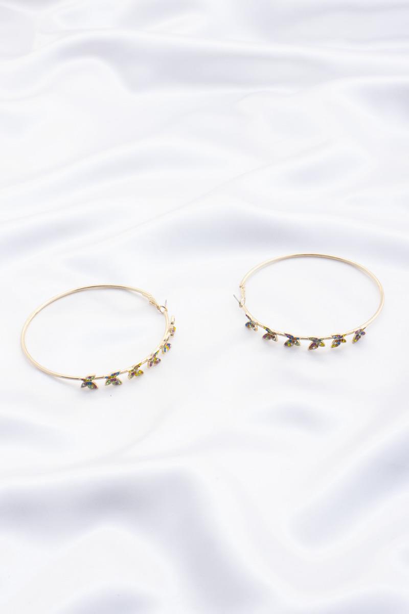 BUTTERFLY RHINESTONE EDGE HOOP EARRING