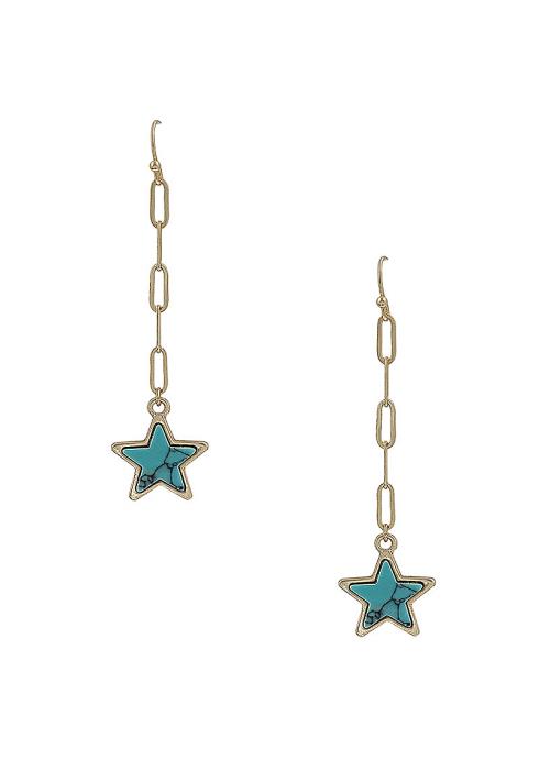 CHAIN LINK MARBLE STAR EARRING