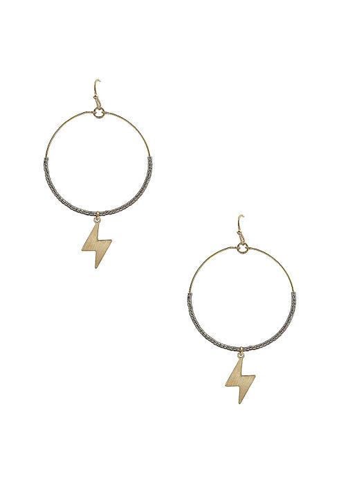 METAL HOOP BEAD LIGHTNING EARRING