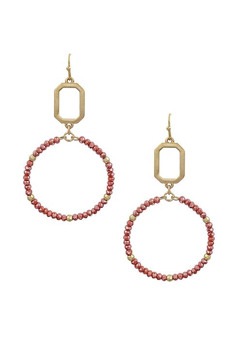 METAL SHAPE BEAD HOOP EARRING